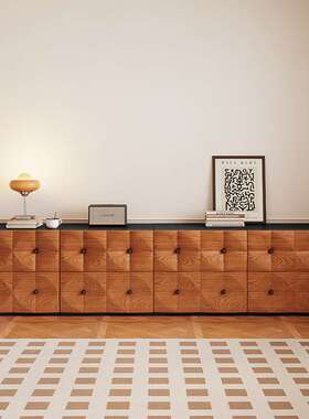 法式中古风玄光客厅电视柜实木斗柜餐边复古斗柜家用卧室床头柜子