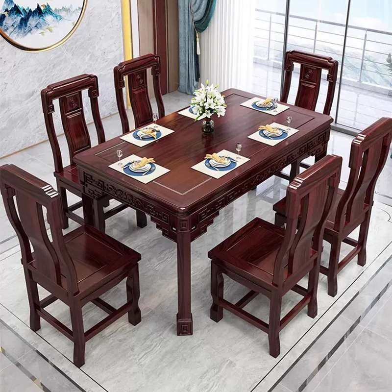 新中式酸枝木实木餐桌椅家用小户型长方形西餐桌古典雕花吃饭桌子,电子元器件市场,其它元器件,淘宝优惠券,粉丝福利购,淘宝优惠卷