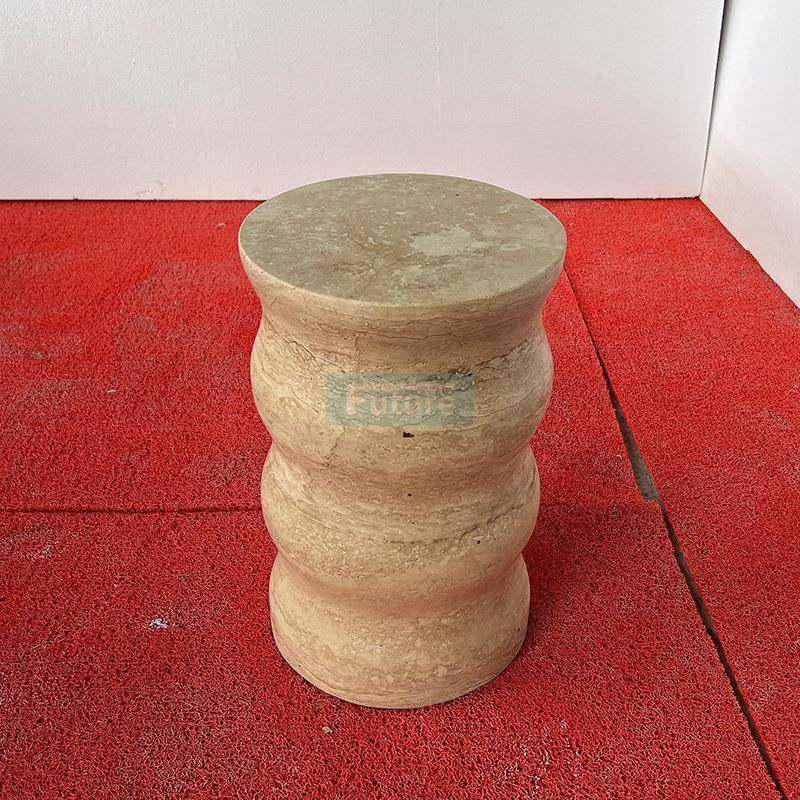 天然大理石米白洞小蛮腰形边几现代简约轻奢咖啡桌客厅茶几边几