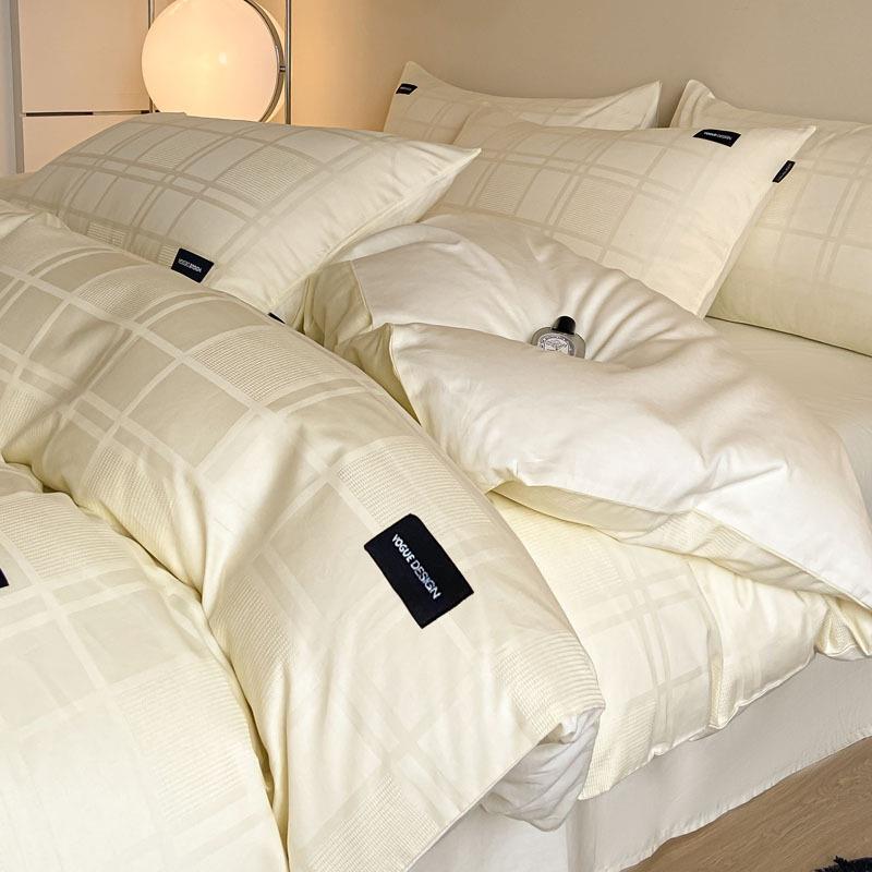 提花贡缎纯棉被套单件春季40支全棉被罩三件套床上用品单人