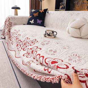 2025新款现代简约沙发巾四季通用套罩喜庆红色结婚沙发垫防尘盖毯