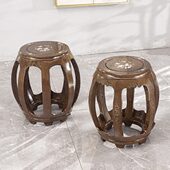 鸡翅贝壳子中式 凳木圆凳红木鼓凳古筝凳实木镶仿古小方凳琴凳 换鞋