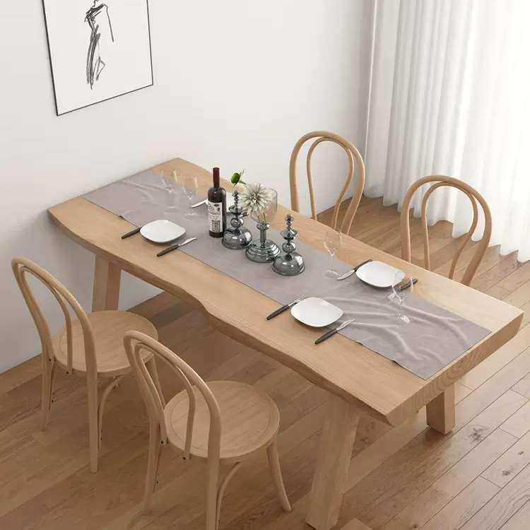 日式原木餐桌家用小户型吃饭桌实木桌椅组合服装展示桌简约泡茶桌