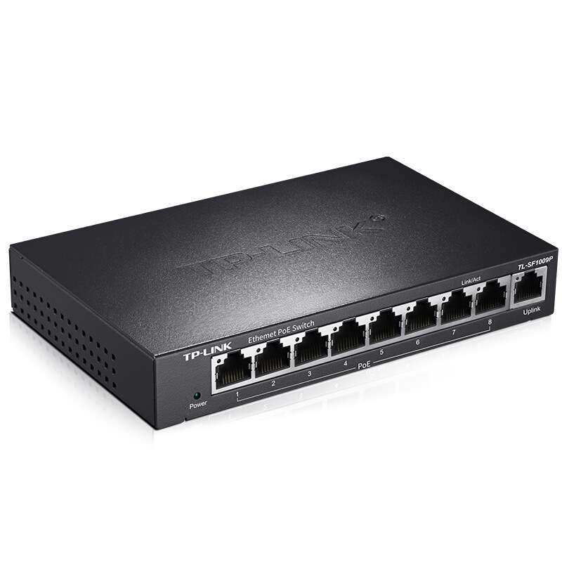 TP-LINK 9口标准POE交换机 48V监控无线AP8口供电电源TL-SF1009P
