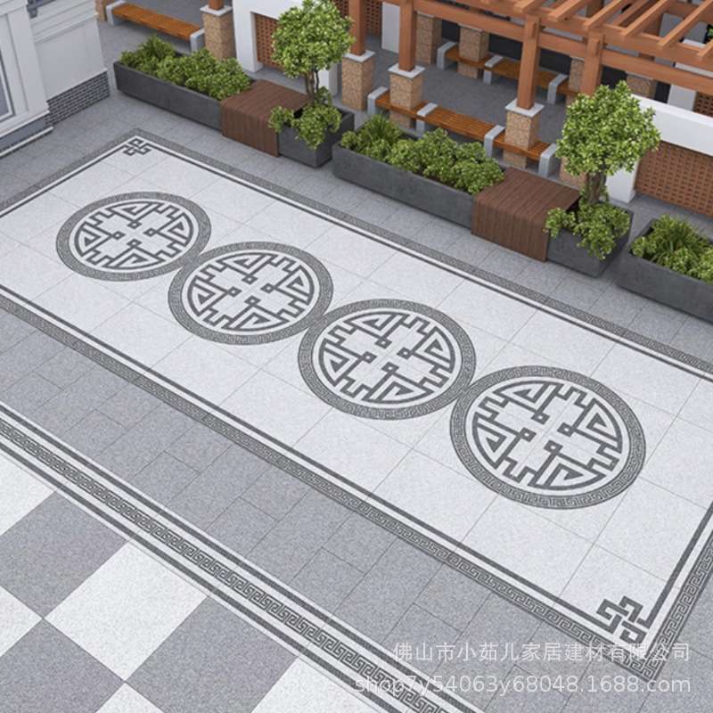新中式寓意福气满满别墅拼花地砖小院庭院瓷砖无限拼花地铺石防滑