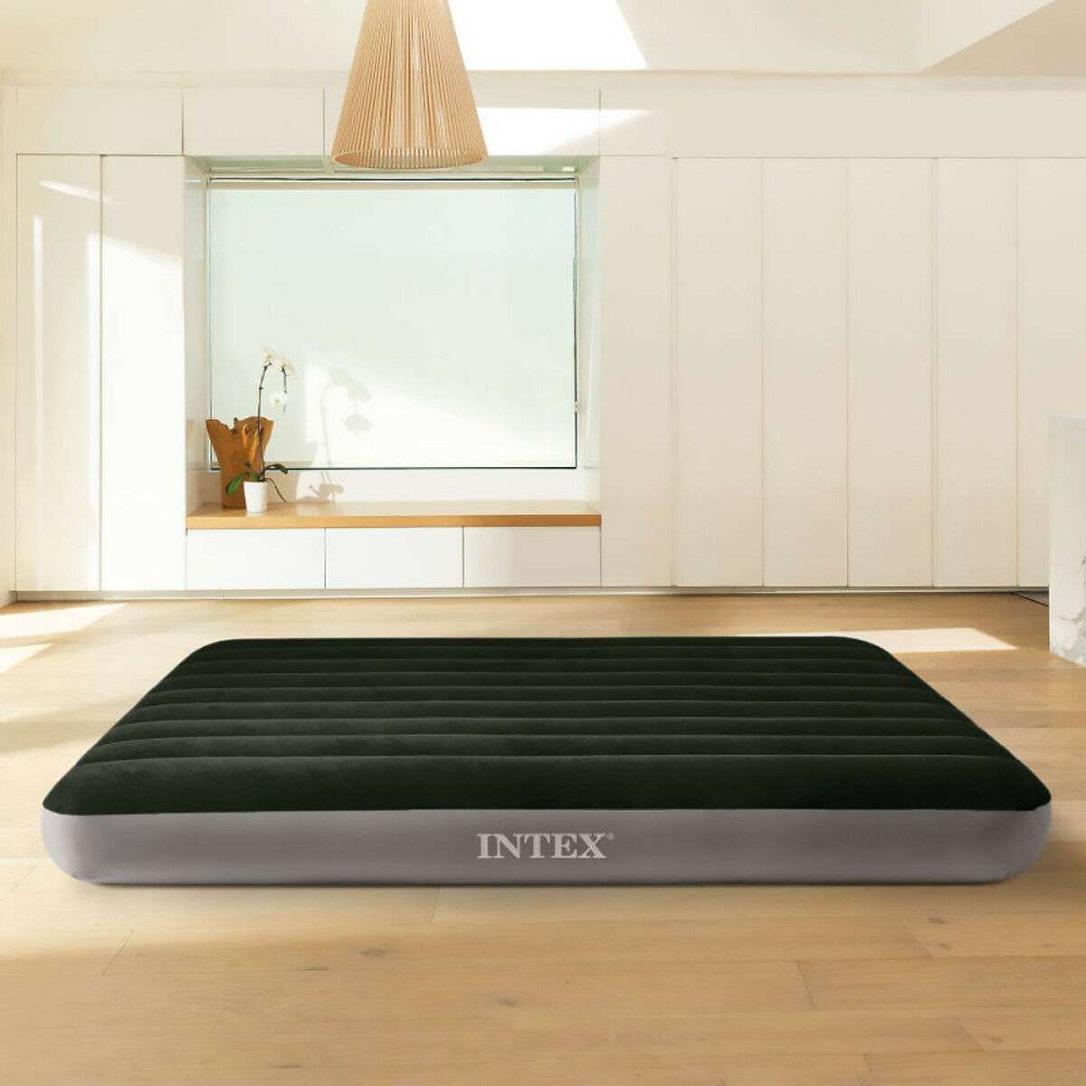 Intex64109 植绒PVC加厚单双人充气床垫加厚家用户外野营充气床垫