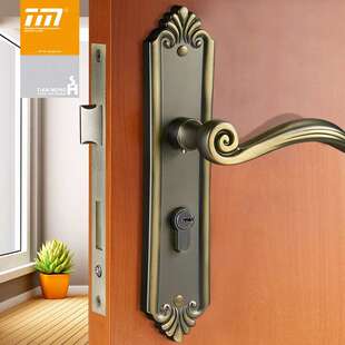 卧室入户普通厕所办公室极简法式家用通用型木门房间锁青古铜门锁