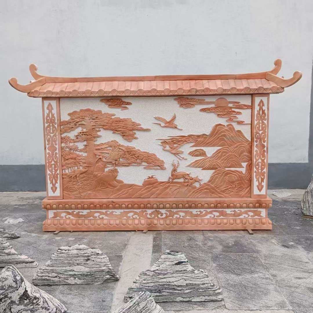 石雕影壁墙天然大理石照壁浮雕汉白玉壁画中式庭院别墅背景浮雕墙
