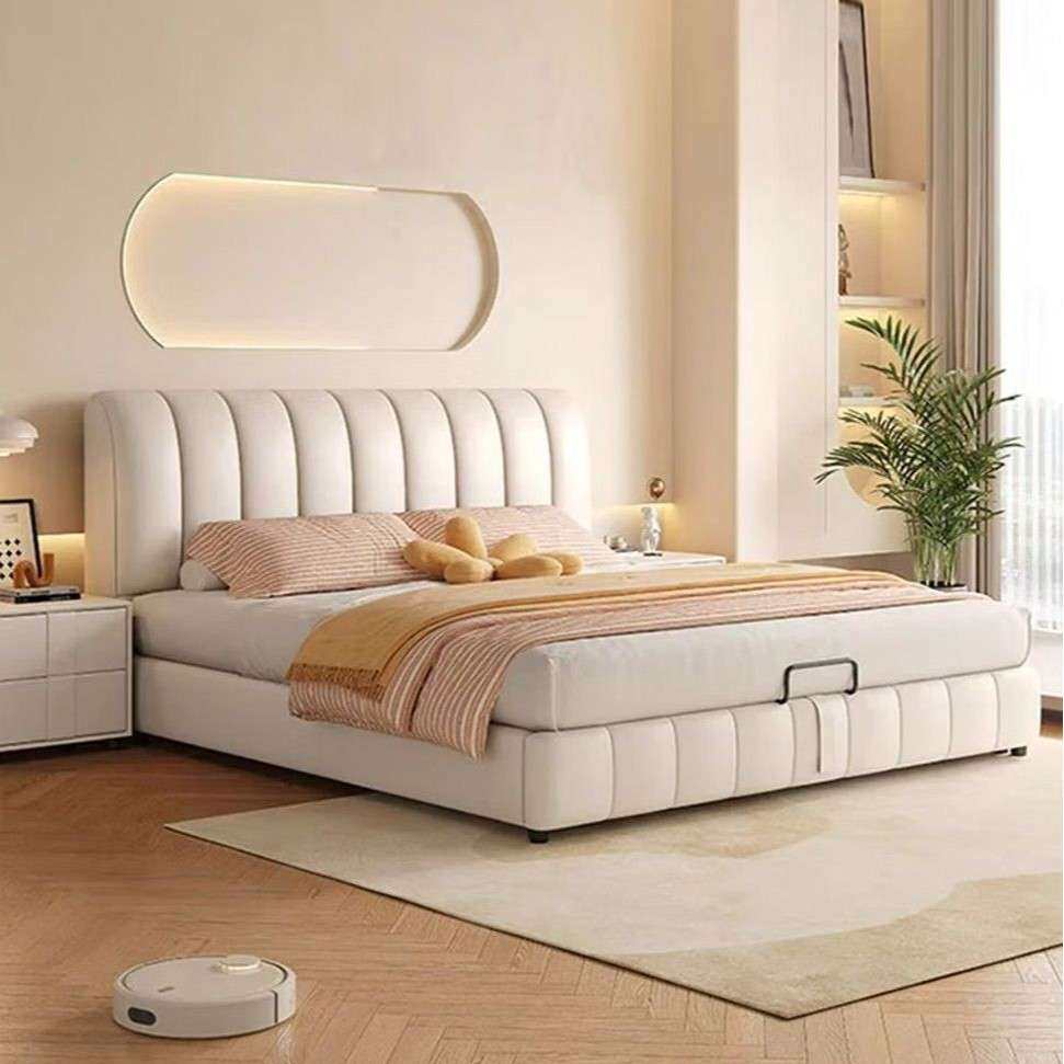 蔻蕊皮艺卧室双人床现代简约主卧软靠1.8米1.5M主次卧储物皮床