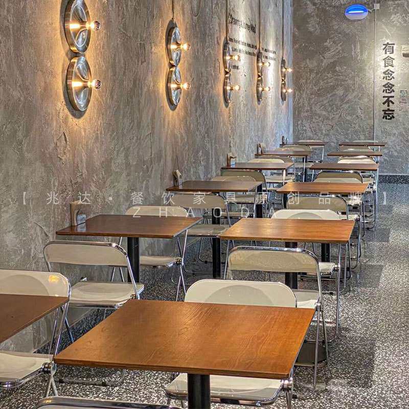简约西餐厅餐桌椅组合快餐小吃店奶茶店桌子不锈钢咖啡厅方桌圆桌