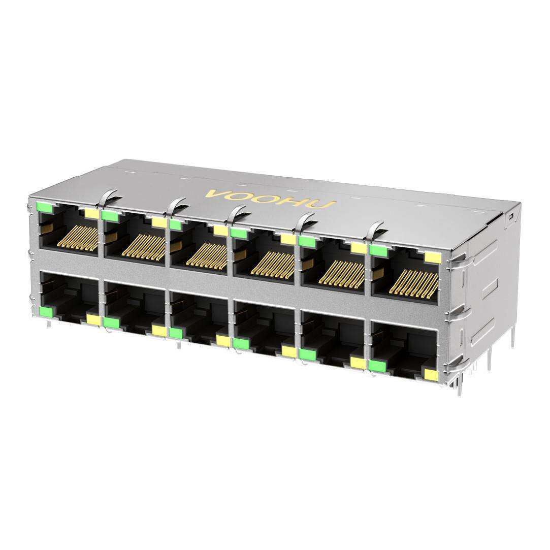 RJ45网络连接器 千兆RJ45带灯 2x6双层 型号SYT26Q248DB2A5DP068