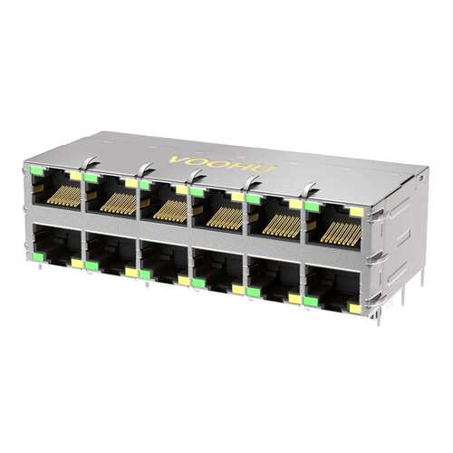 RJ45网络连接器 千兆RJ45带灯 2x6双层 型号SYT26Q248DB2A5DP068