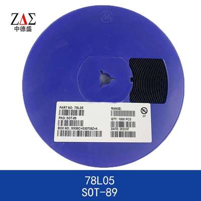 78L05 三端稳压管稳压IC  SOT-89 贴片SMD 30V 100mA  长电/中性
