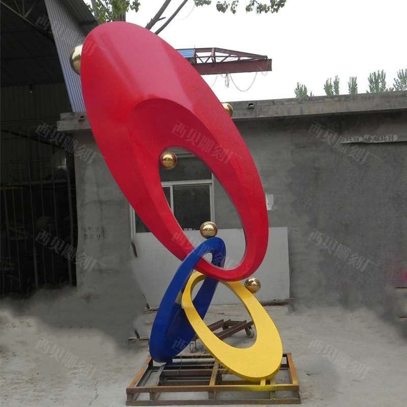 供应大件不锈钢抽象圆环雕塑  耳环雕塑 景观装饰不锈钢雕塑摆件图片