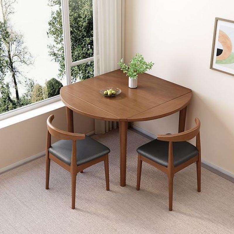 现代简约全实木折叠餐桌小户型家用伸缩方桌可变圆桌正方形饭桌子