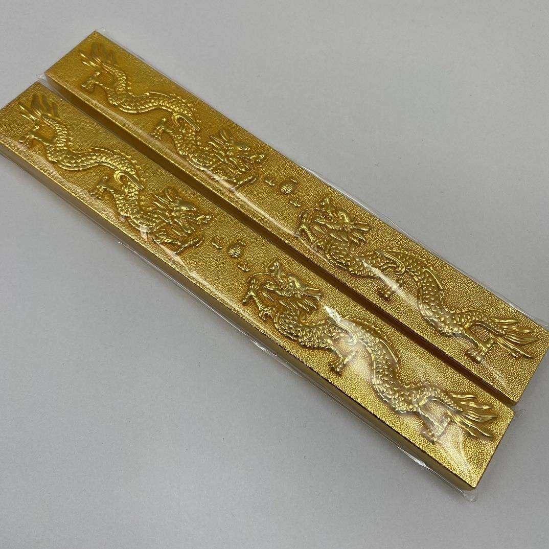 仿古龙凤镇尺镇纸文房书法实心压纸毛笔文房四宝镇尺一对工艺品