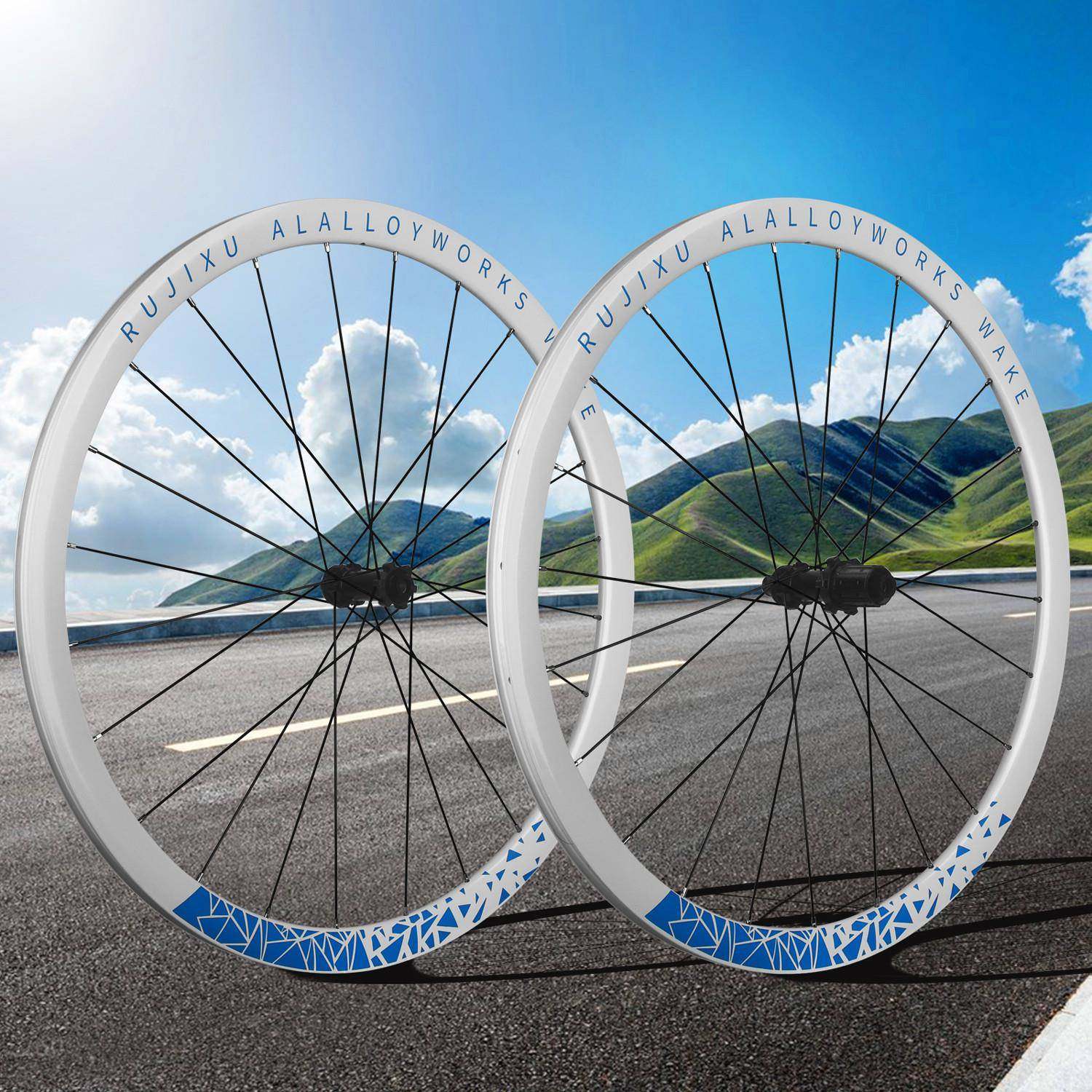 锐杰逊700C 36T棘轮框高35mm公路车碟刹轮组公路直拉轮组烤漆白色