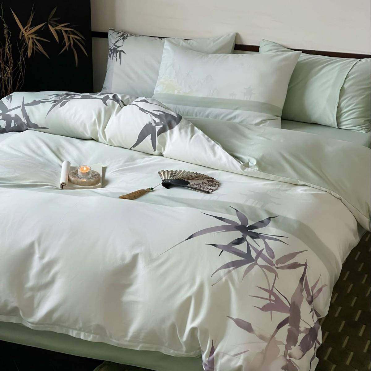 简约纯棉新中式大版国风印花斜纹棉套件轻奢君子竹四件套四季通用