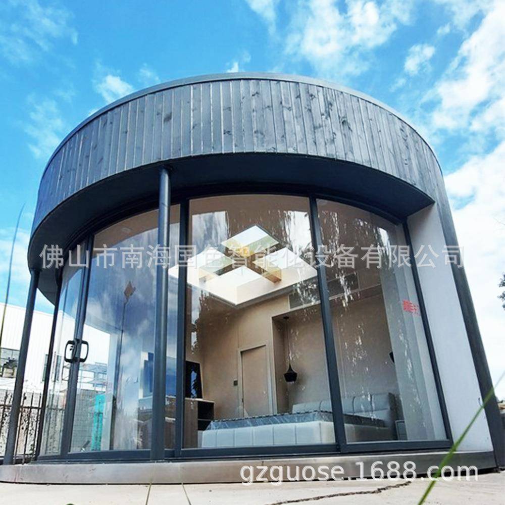 圆形民宿露营屋轻钢房屋移动木屋住人旅游景区营地轻钢别墅阳光房