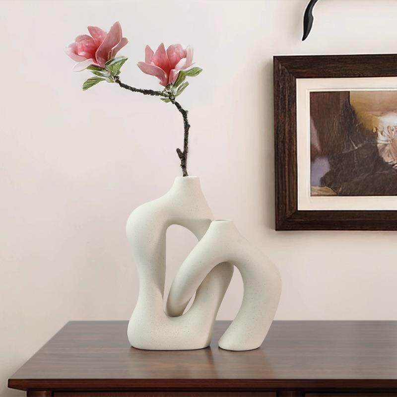 现代创意抽象陶瓷组合花瓶摆件家居客厅电视柜入户桌面软装饰品