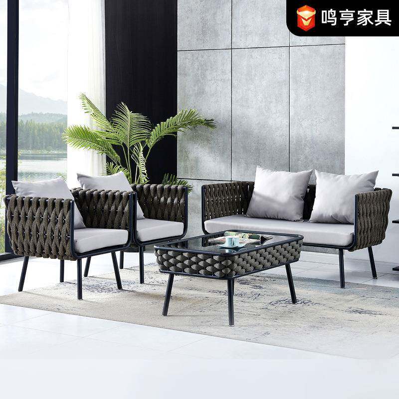 户外沙发庭院绳编椅室外阳台别墅藤编椅防雨防晒酒店露天休闲藤编