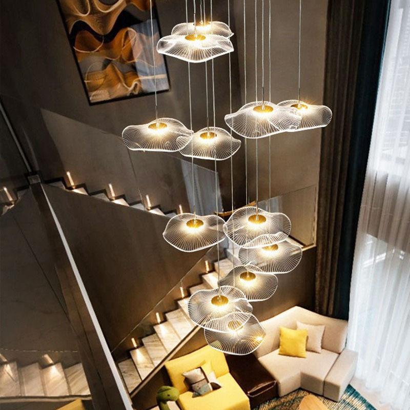 楼梯间长吊灯别墅复式楼轻奢旋转楼梯灯酒店大堂售楼部吊灯工程灯