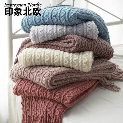 30023纯色交花毯夏季办公室盖毯沙发盖毯搭毯民宿多功能床尾搭毯