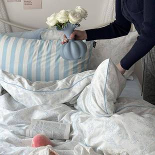 轻法式 白茶纯棉全棉四件套小清新田园碎花被套混搭少女床单3件套