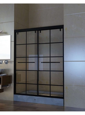 佛山工厂黑色方格一字形隔断干湿分离极窄AS/NZS卫生间玻璃门工程