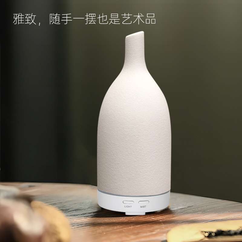 陶瓷加湿器小夜灯氛围圆柱长嘴家用加湿器桌面卧室家用空气加湿器