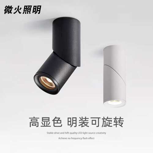 led吸顶明装射灯可旋转调角家用客厅洗墙灯防眩cob聚光轨道灯