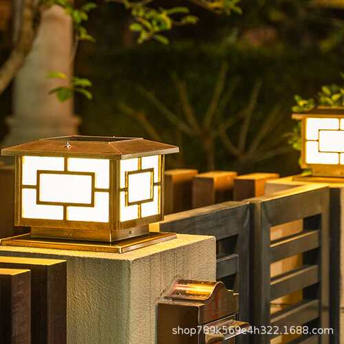 太阳能柱头灯门头柱子灯户外复古防水LED柱子庭院灯墙壁灯装饰灯