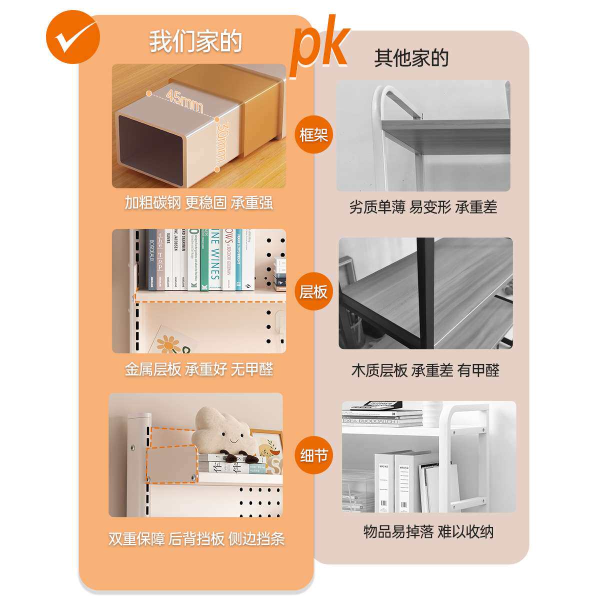桌面洞洞板置物架免打孔学习书桌办公立式隔板桌上书架整理收纳架