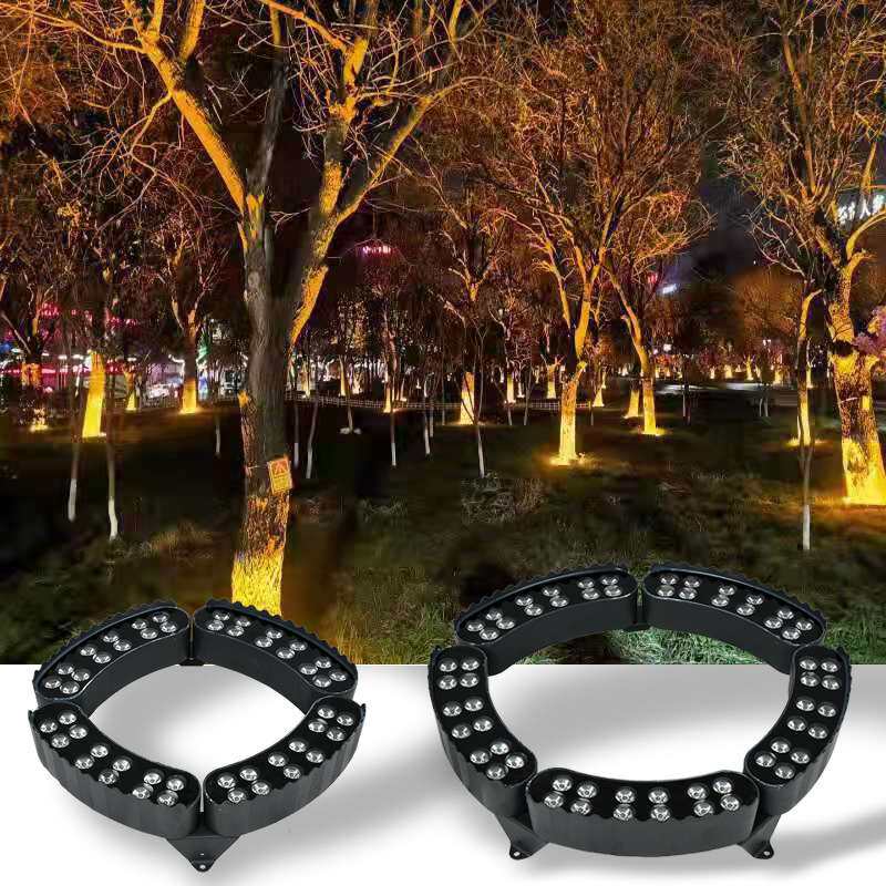 抱树灯环形暖光抱柱灯LED户外防水景观园林绿化射灯60W七彩照树灯