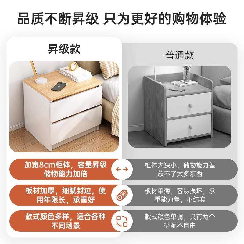 简易床头柜胡桃色家用卧室床头置物架出租房用小型床边柜子收纳柜