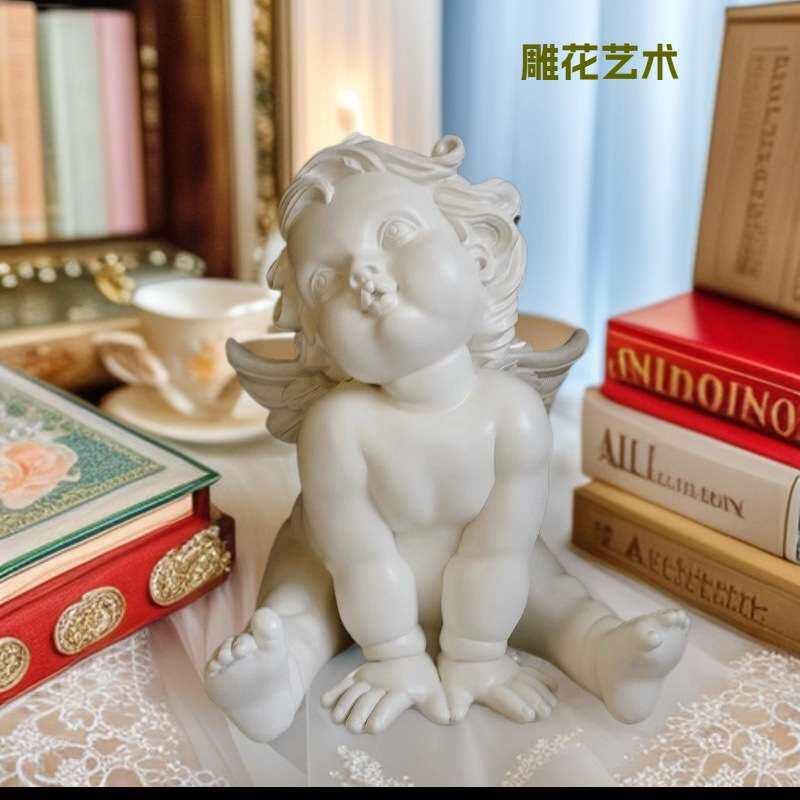 跨境爆款欧式胖天使雕塑法式客厅装饰落地摆件美式卧室小众艺术品
