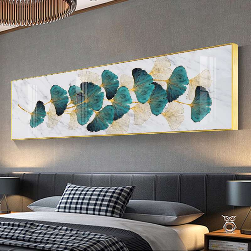 新中式床头画杏叶金箔名宿酒店室内装饰画卧室沙发墙挂画批量