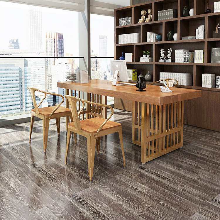 北欧 实木铁艺 多人办公桌 简约职员办公电脑桌 家用书房办公桌椅