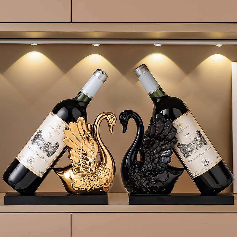 天鹅红酒架摆件轻奢高档客厅家居酒柜玄关餐边柜电视柜创意装饰品