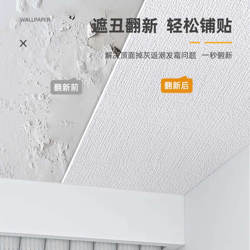 天花板贴纸3d立体自粘墙贴房顶遮丑吊顶防水防潮屋顶壁纸棚顶墙纸