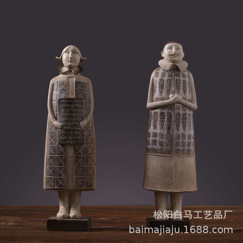 美式乡村复古手工欧洲贵族印第安人物树脂工艺品摆件样板间装饰品