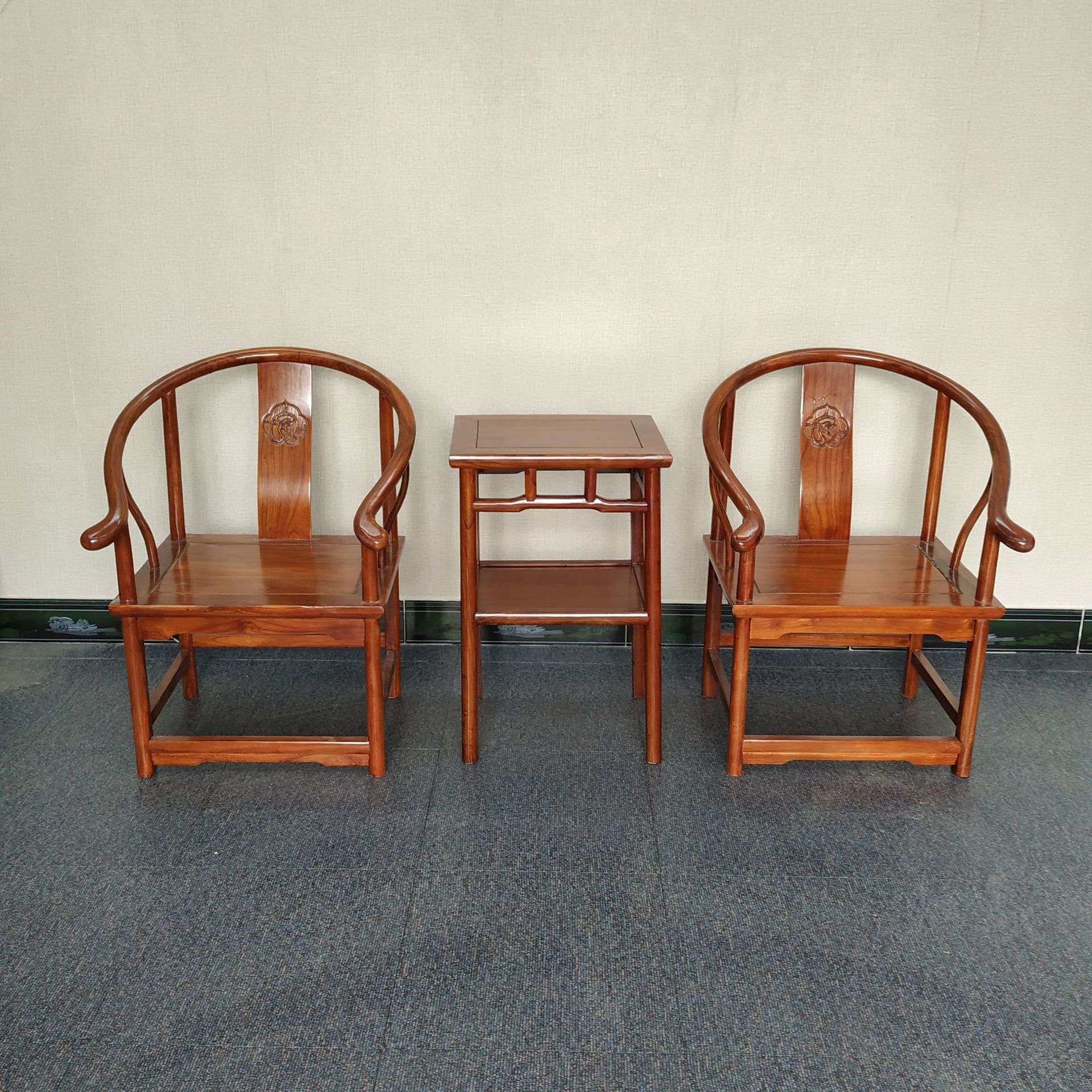 老榆木白茬胚实木椅子免漆客厅茶桌椅靠背椅仿古新中式圈椅太师椅