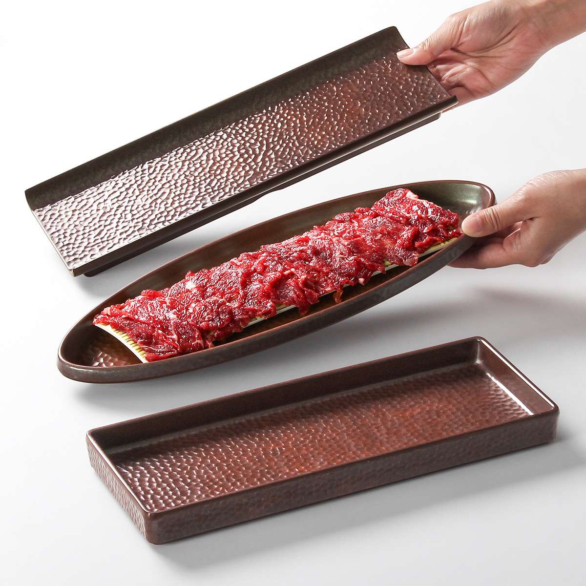 祥源美密胺餐具盘子商用长方形烧烤烤肉配菜盘山野风火锅店涮肉盘