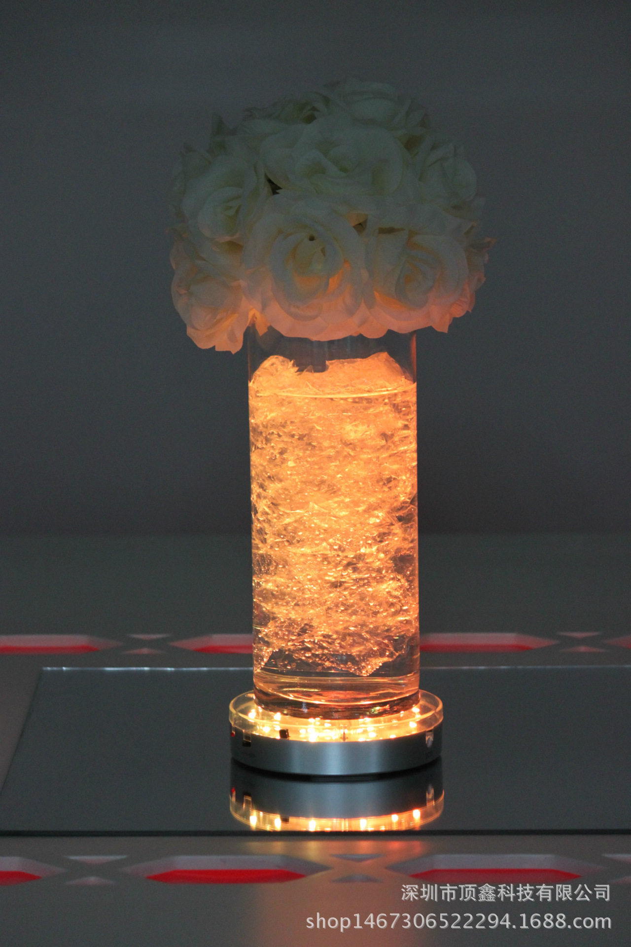 遥控LED冰桶灯盘15CM水晶灯座花瓶LED灯座LED工艺品灯座