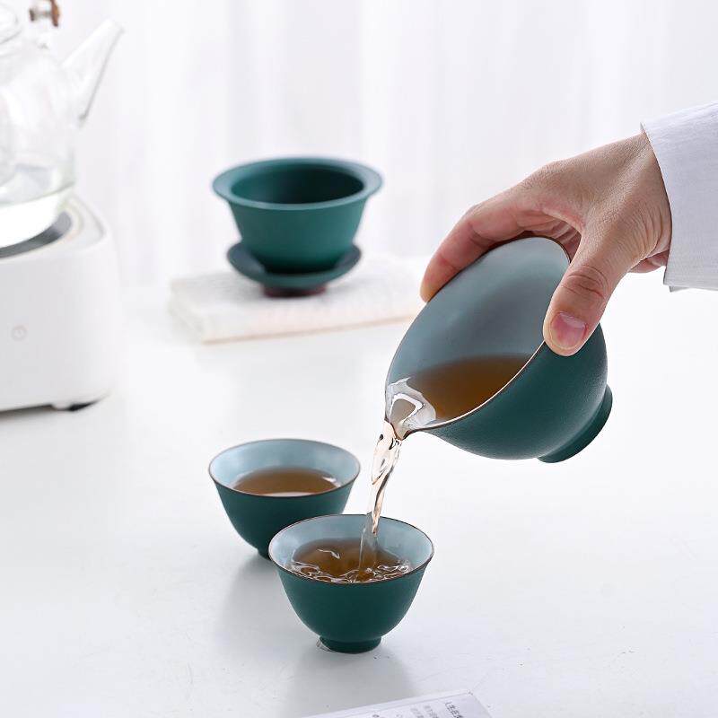 旅行茶具小套装一壶二杯快客杯户外便携式陶瓷茶壶茶杯功夫泡茶器