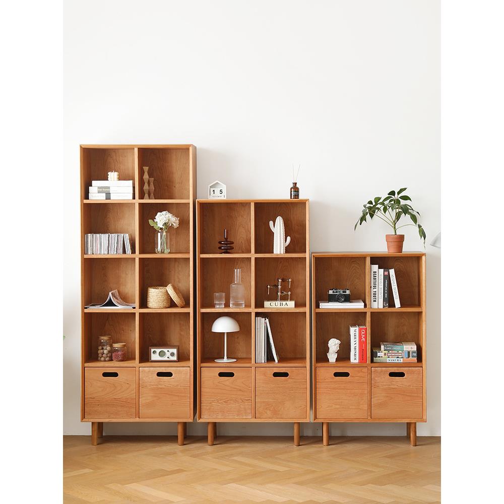 书架实木书柜 家用加高储物柜落地靠墙多功能展示收纳置物架书房