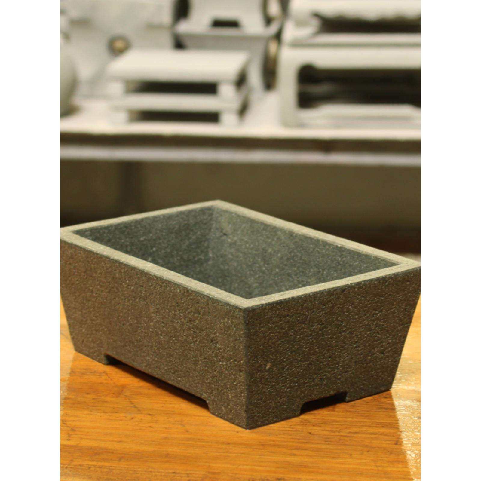 天然石头花盆长方形长青石盆景桌面摆设石材整石花器办公装饰户外