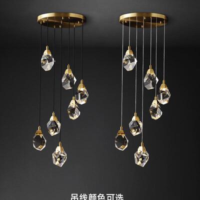 厂家北欧全铜轻奢旋转楼梯吊灯 复试楼高档住所餐厅挑高楼梯吊灯