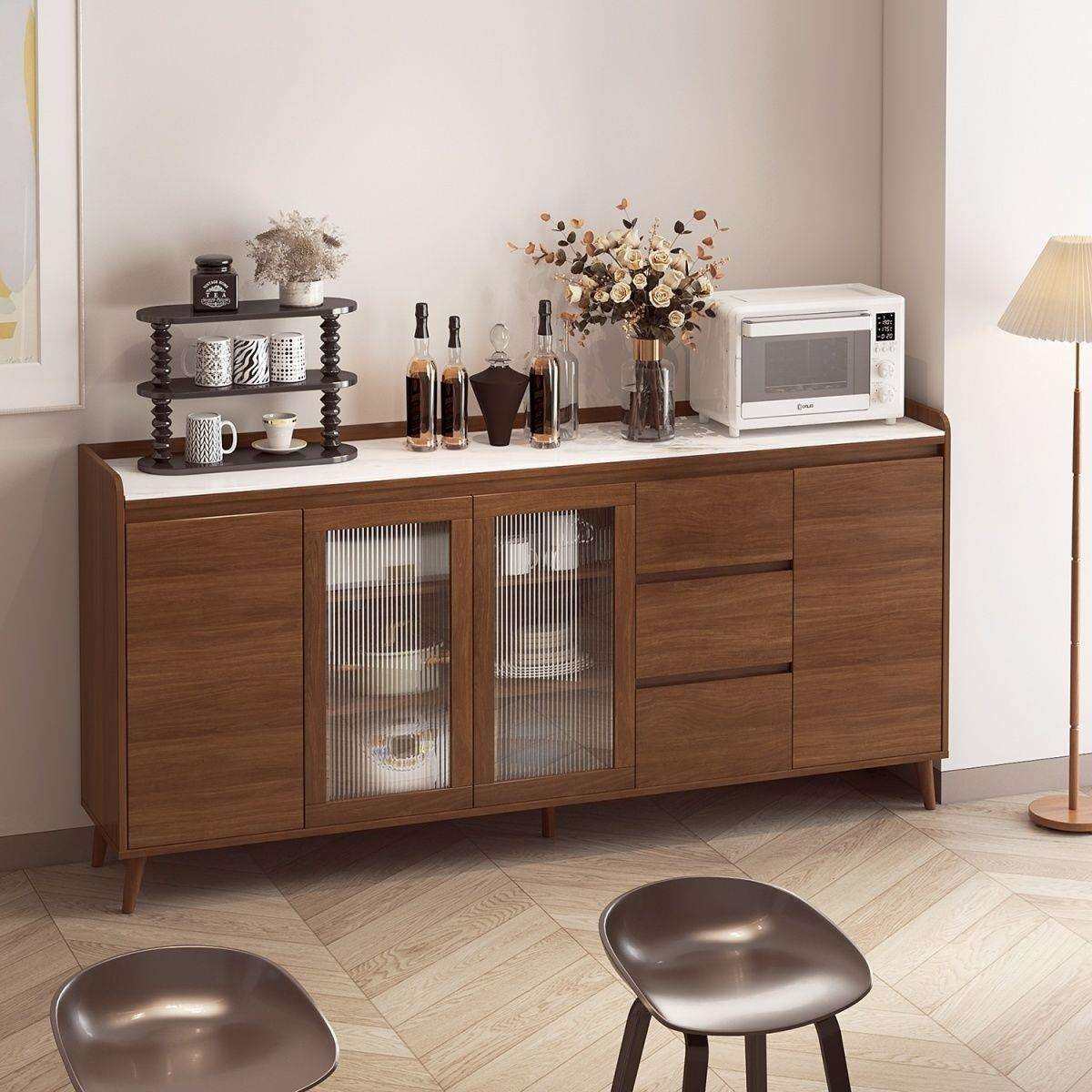 中古风实木餐边柜酒柜一体靠墙客餐厅家用北欧储物柜厨房收纳碗柜,3C数码配件,USB灯,淘宝优惠券,粉丝福利购,淘宝优惠卷