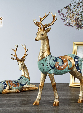 鹿招财摆件北欧玄关工艺品摆设客厅电视柜酒柜S家居饰品轻奢摆件